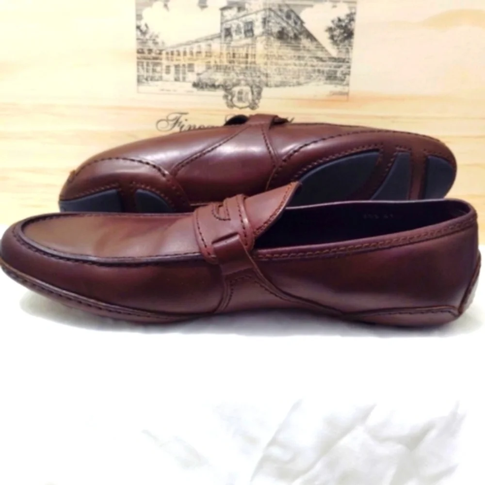 Valentino Garavani Shoes Italian Leather Loafers Brown Dust Bag Mens US 8